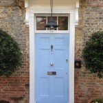 Hardwood Front Door Painted Blue window