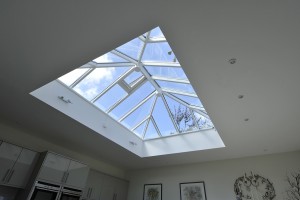 Timber Roof Lantern painted white vent window