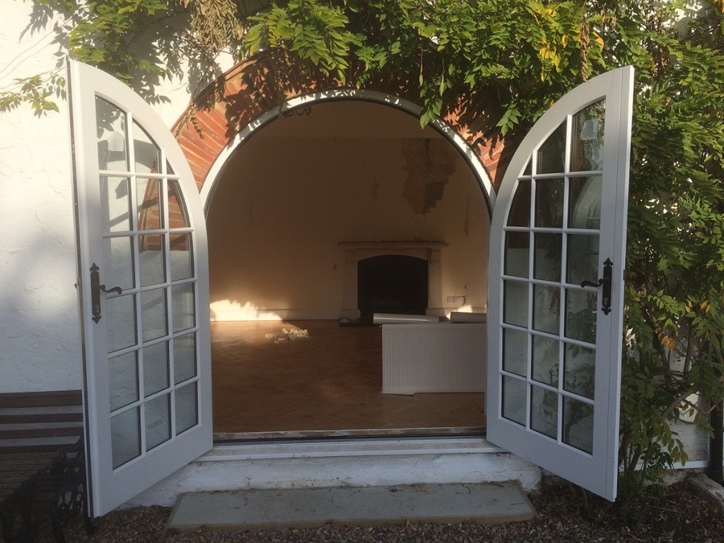 Round Top Arched White French Door