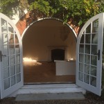 Round Top Arched White French Door