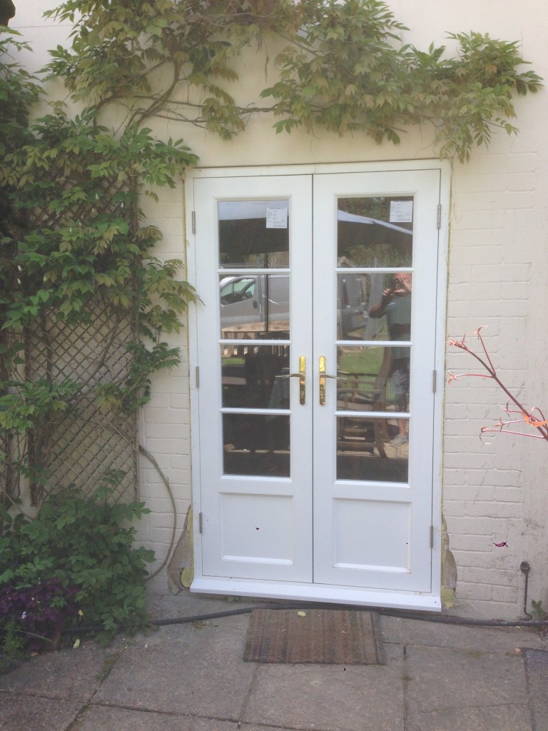 Hardwood French Doors painted white