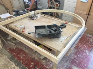Arched timber door frame workshop accoya