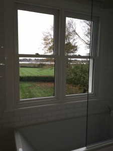 Hardwood sash windows painted white double glazed