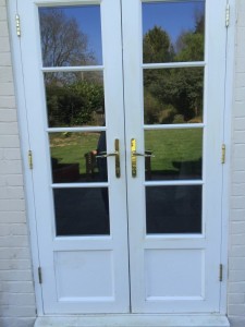 Timber French doors painted double glazed oak