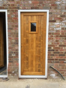 Stained Accoya Front Door window stained oak