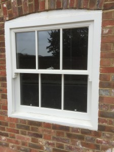 Hardwood sliding sash window painted double glazed