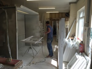 Painting timber windows workshop manfacture