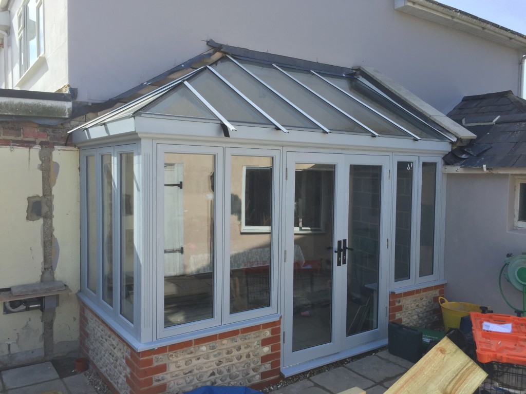 Painted hardwood lean-to roof lantern
