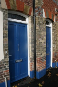 Painted blue wooden Door