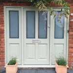 Timber Front Door with sidelight windows