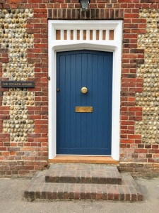 Blue Accoya Front Door painted blue oak