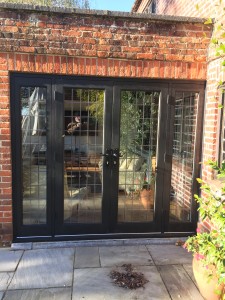 Oak French Doors leaded glass bespoke