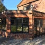 Oak windows french doors leaded glass jacobean