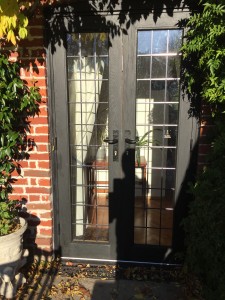 bespoke stained Oak French Doors leaded glass