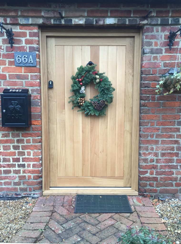 Oak Front door at Xmas