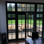 Timber wooden French doors patio black Esher