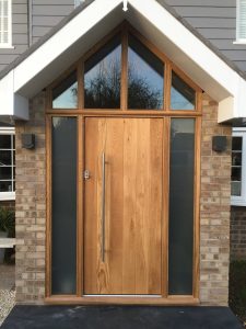 Timber front door side lights accoya Porch