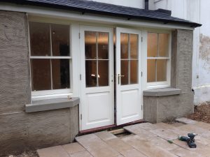 Timber sash windows with French doors