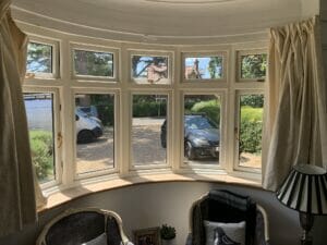 Accoya timber flush casement bay window timber