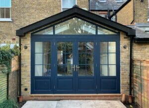 Blue Accoya timber French doors